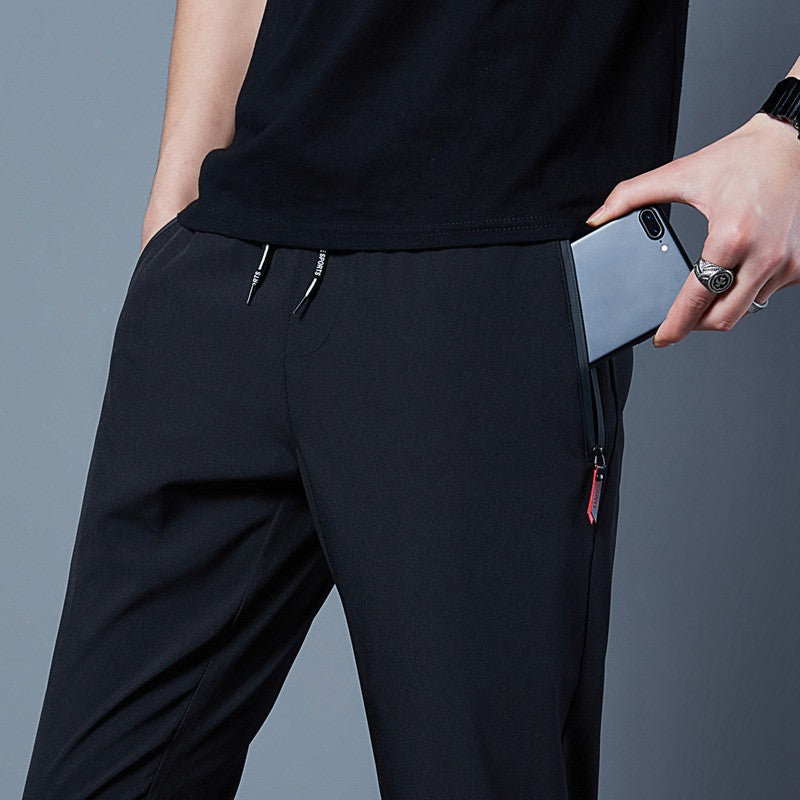 Mens Solid Color Loose Casual Pants