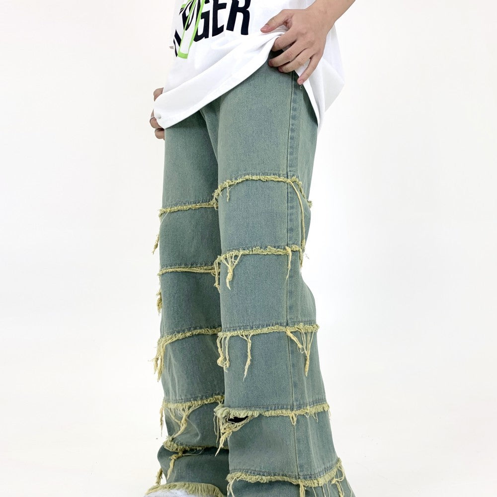 Casual And Comfortable Retro Washed Raw Jeans Men