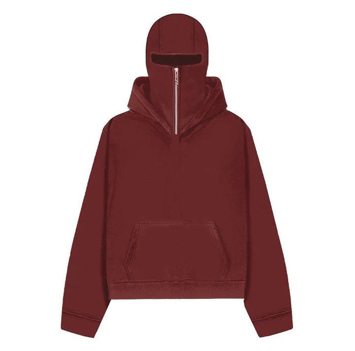 Street Round Neck Double Hood Cardigan Coat