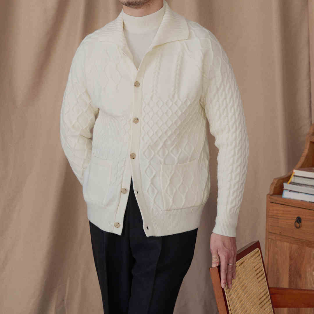 Thick Cardigan Vintage Jacquard Sweater