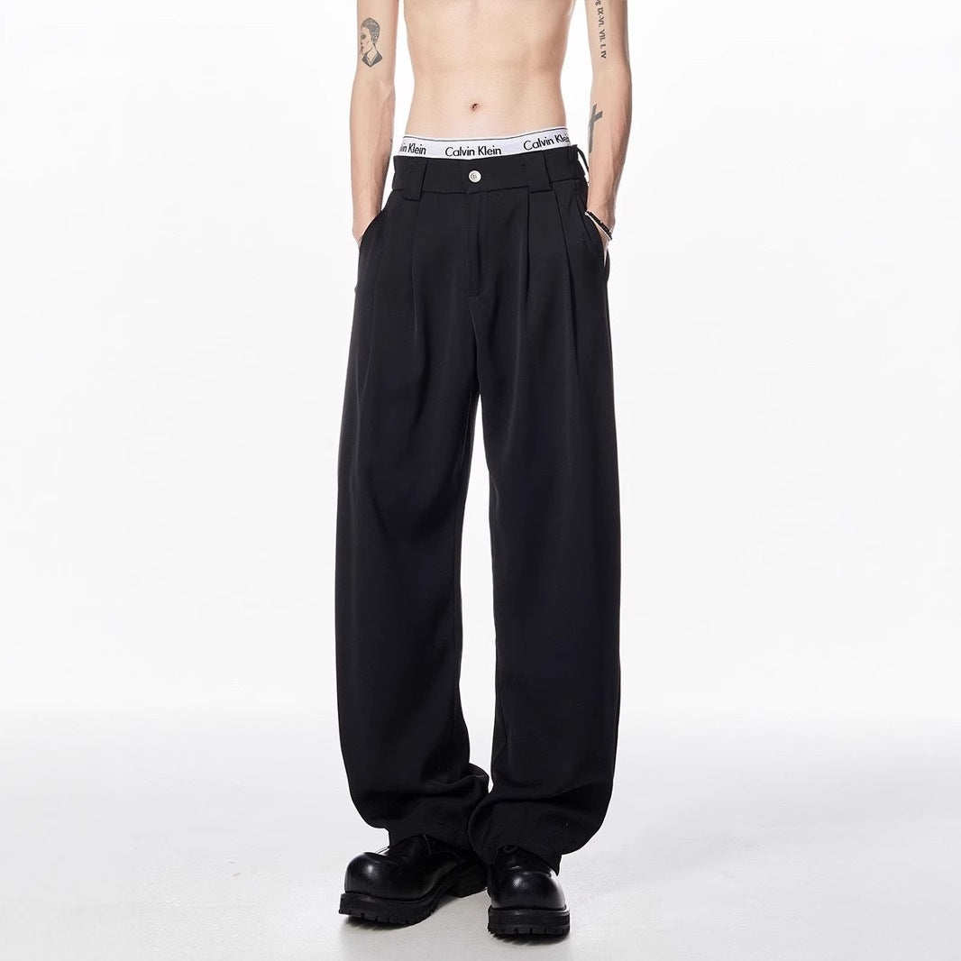 Personality Drape Ice Silk Leggings Men