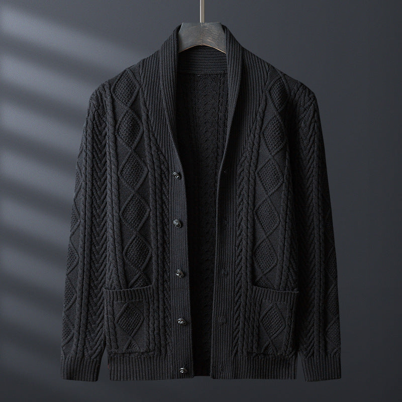 Men's Solid Color Sweater Knitted Coat