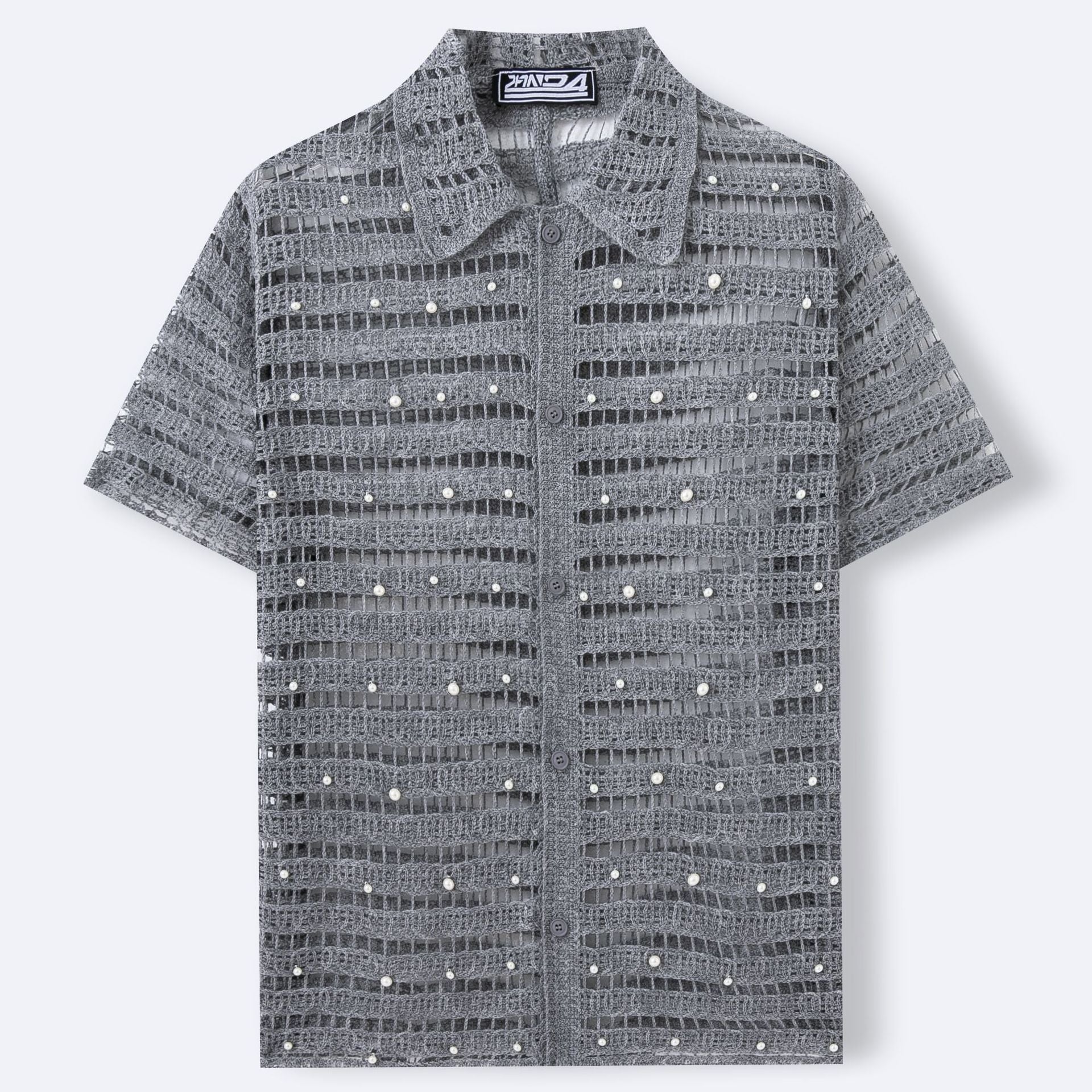 Men's French Beaded Hollow Shirt
