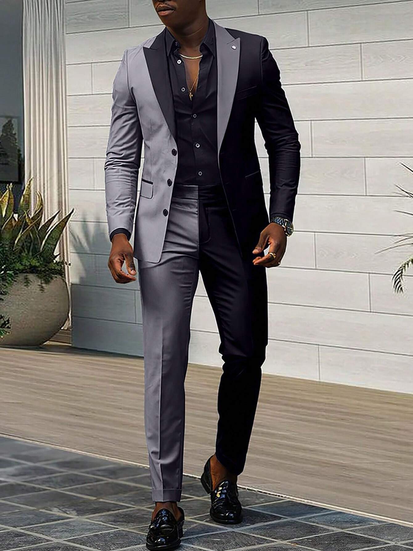 Men's Formal Wear Advanced Sense Contrast Color Fit Comfortable Three Piece Suit
