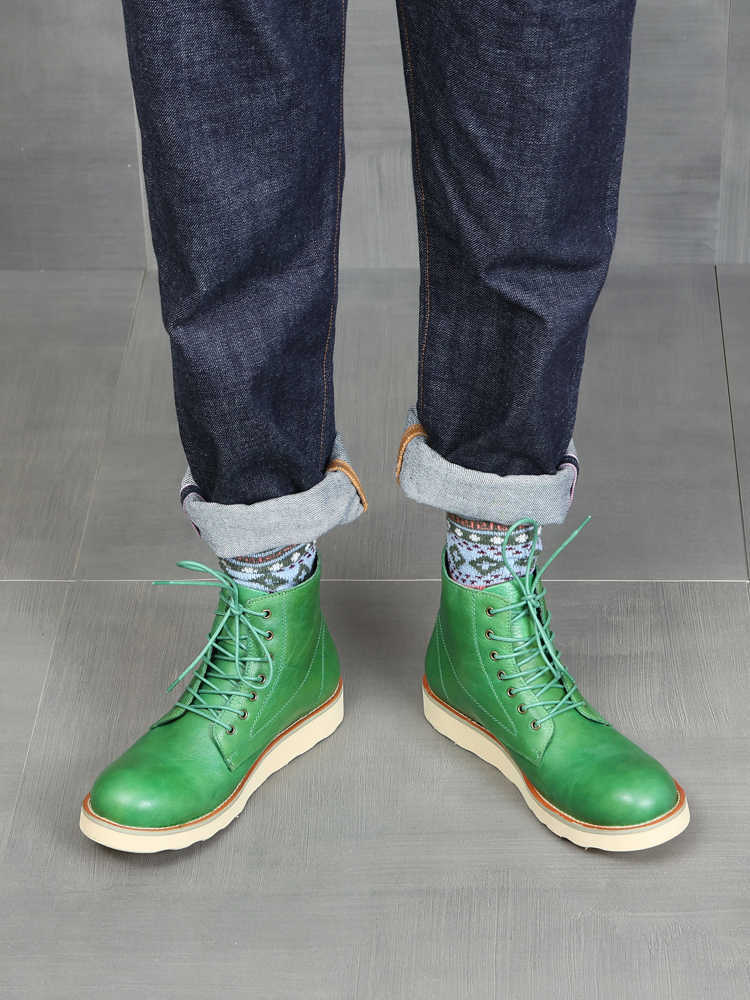 Retro Distressed Green Worker Boot men