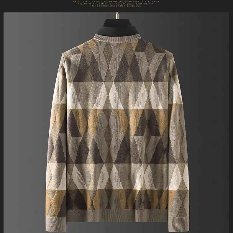 Contrast Color Diamond Lattice  Warm Men's Shirt