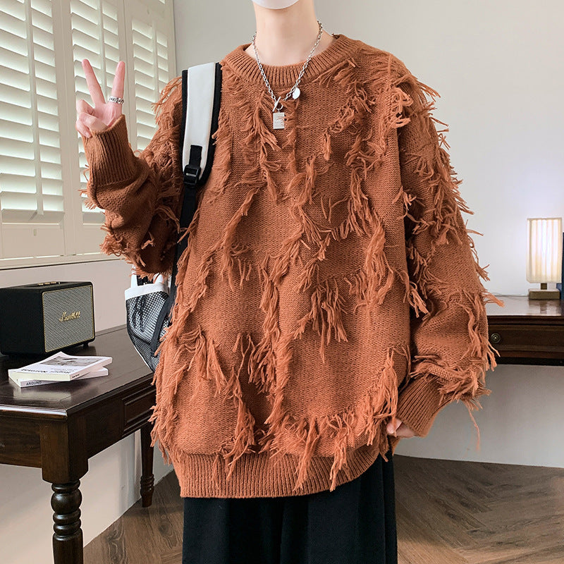 Pullover Round Neck Line Jacquard Long Sleeve Sweater