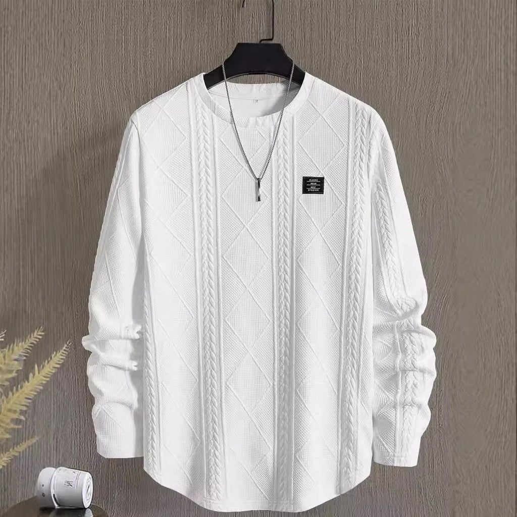 Men's Letter Chest Detail Casual Loose Round Neck Pullover Long Sleeve sweater