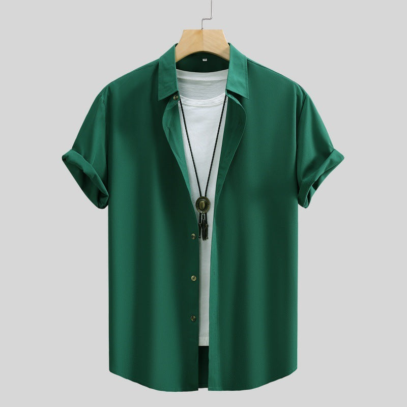 Men's Short-sleeved Solid Color Summer Shirt