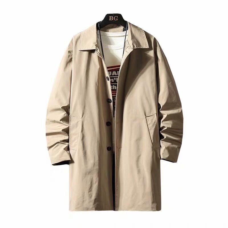 Men's Medium Length Spring And Autumn Leisure Trench Coat