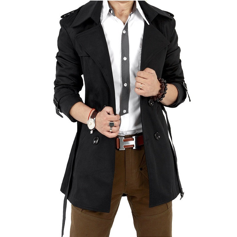Classic Retro Men's Windbreaker Double-breasted Slim trench coat