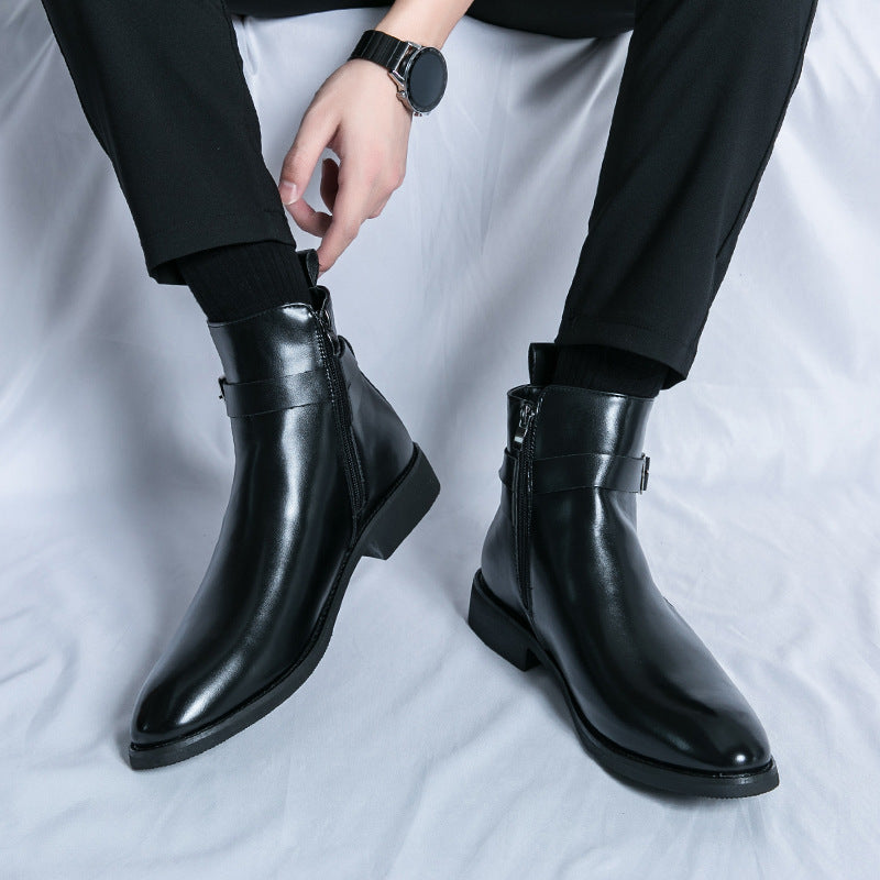 Men's High-top Leather chelsea boots