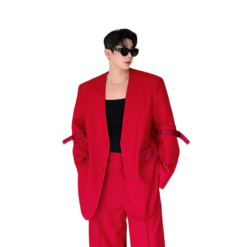 Retro Detachable Tie Sleeve Tab Suit