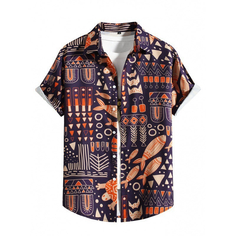 Men's Casual Short Sleeve Loose Beach Shirt