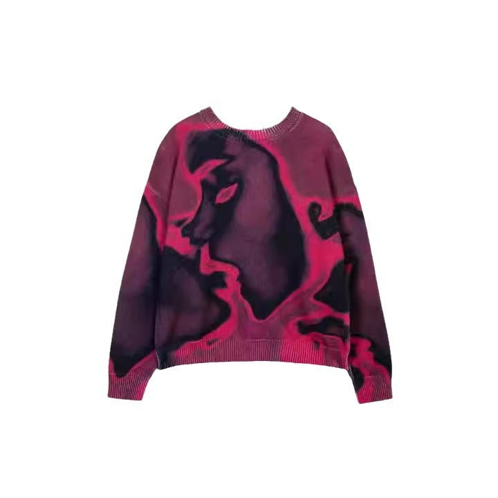 European And American Cartoon Retro Harajuku Print Knitwear