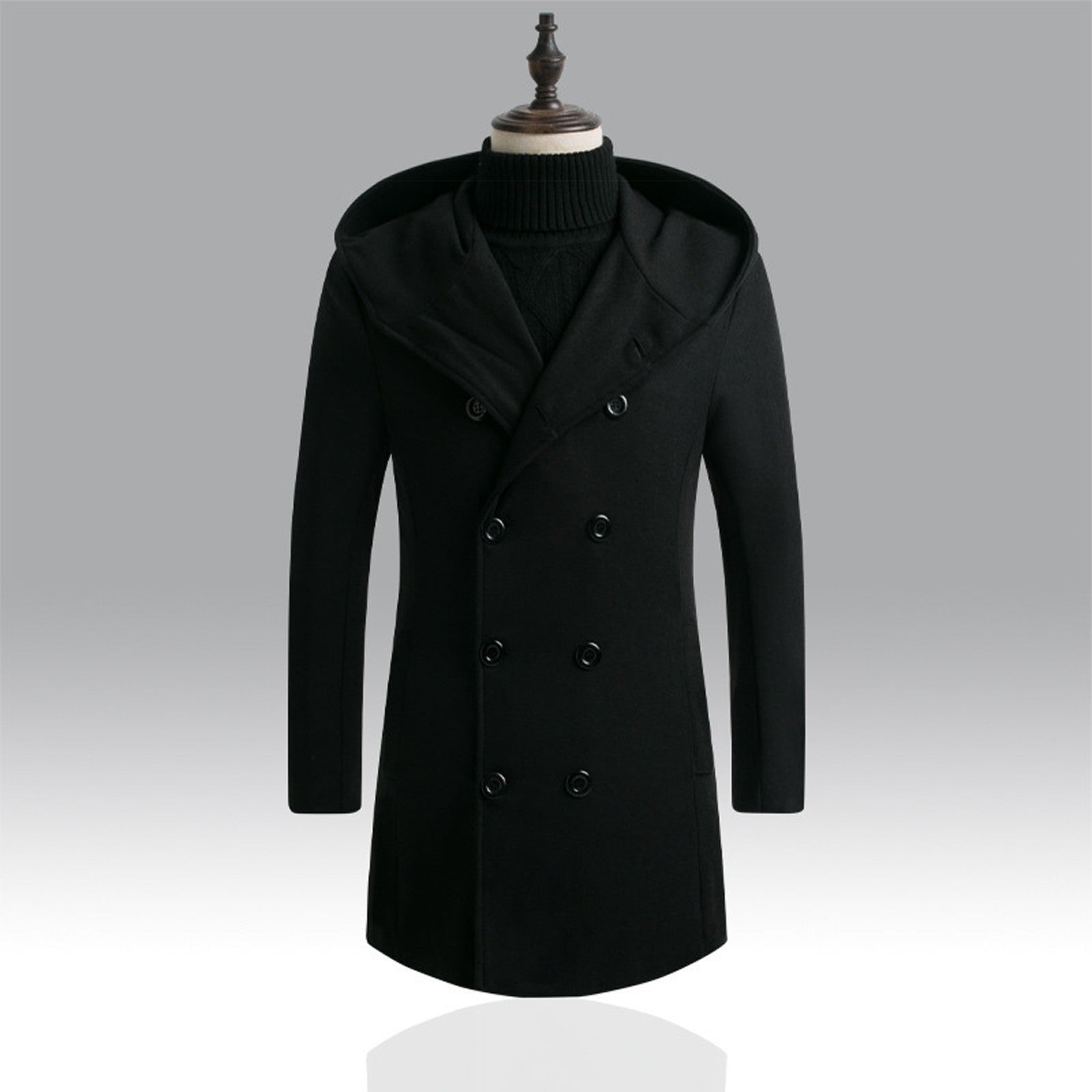 Men's Mid-Length Woolen trench Coat