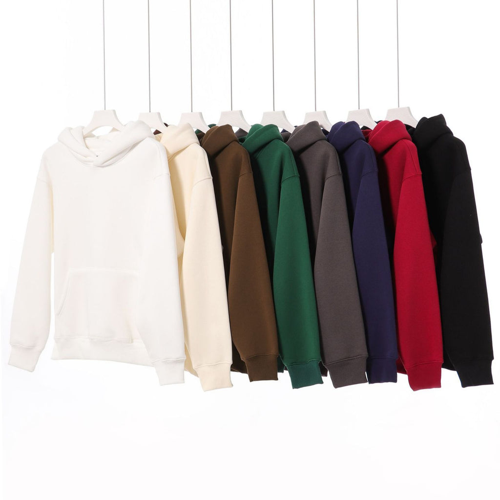 Fleece Hooded Pullover Men's Solid Color Sweater