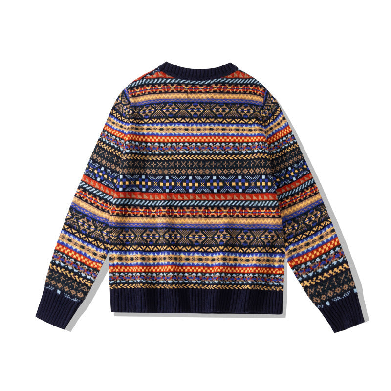 British Retro Crew Neck Pullover Sweater