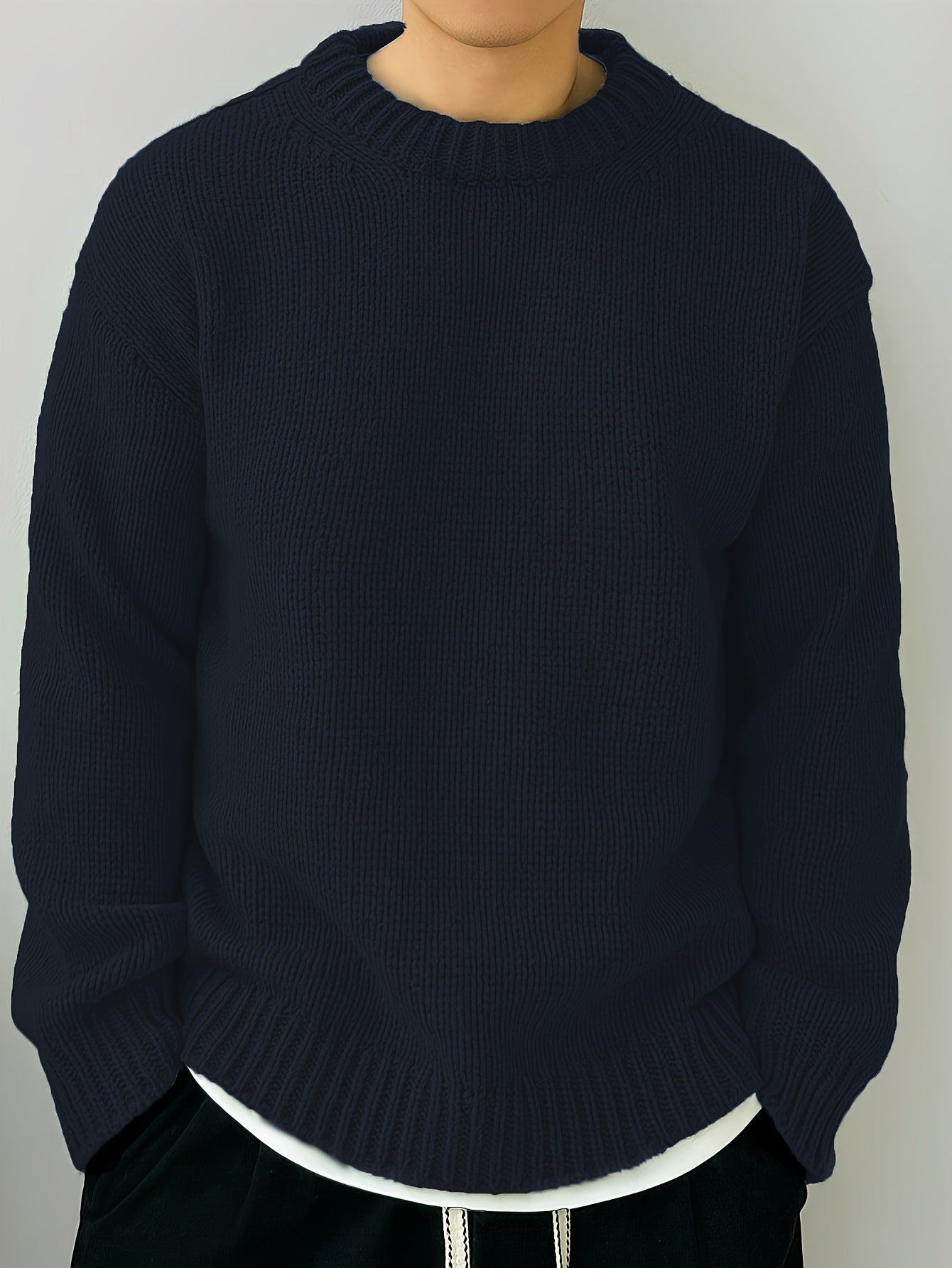 Loose Knitted Pullover Leisure Japanese-style Retro Long Sleeve Round Neck Sweater Men