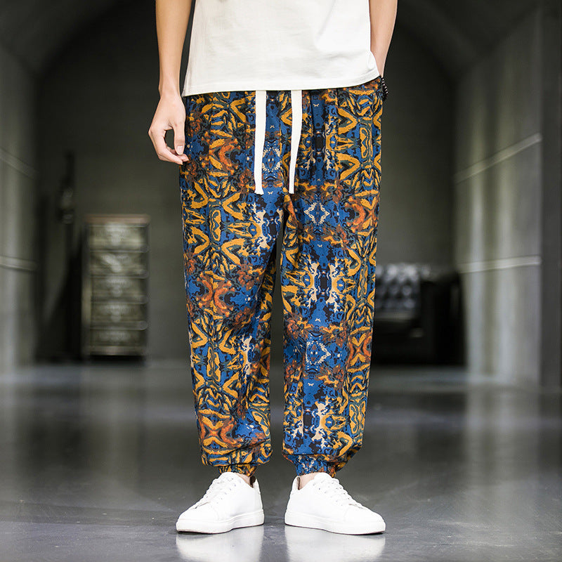 Mens Breathable Casual Wide Leg Pants