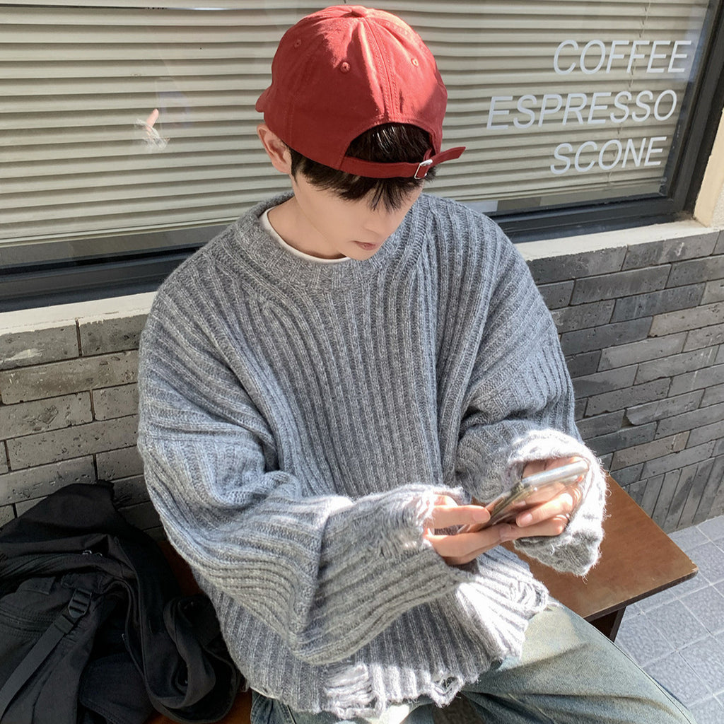 Retro Worn Long-sleeved Pullover Sweater For Men And Women