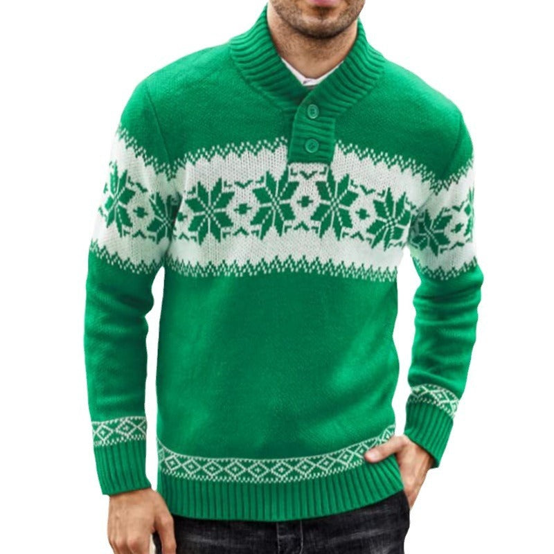 Autumn And Winter Long Sleeved Christmas Jacquard Knitted Sweater
