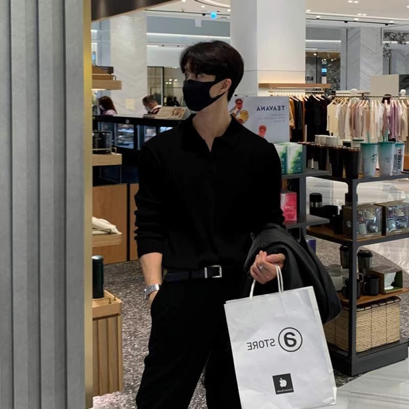 Men's Long Sleeve Knitted Lapel Sweater