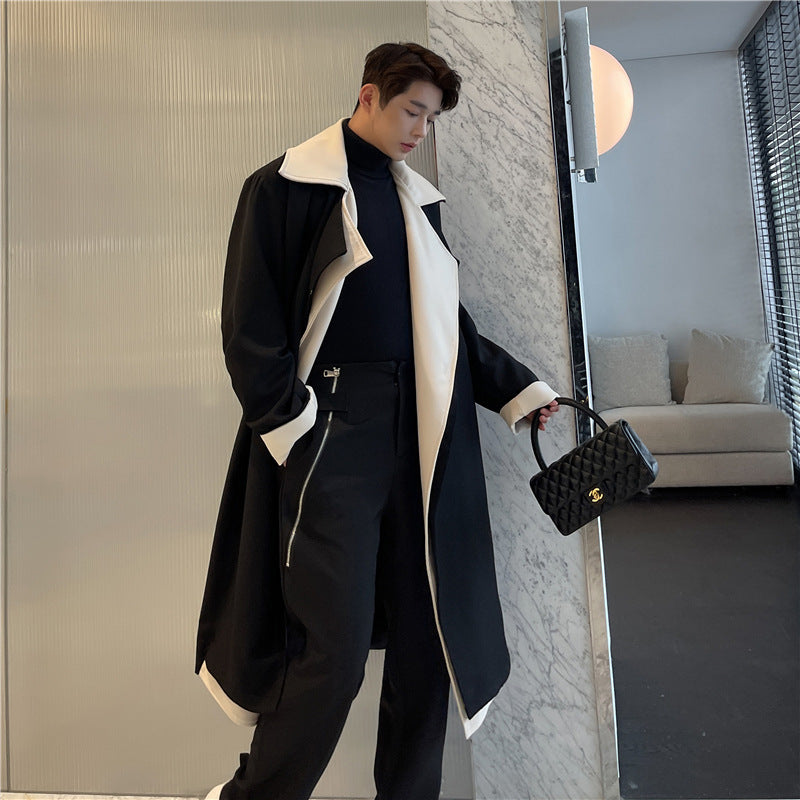 Large Lapel Mix And Match Bandage Dress Two-piece Suit Coat