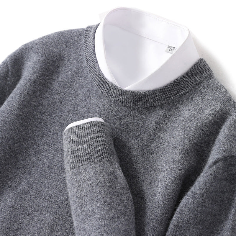 Men's Pure Wool Round Neck Autumn And Winter Knitted Sweater