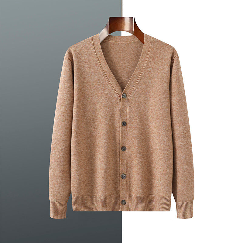 V-neck Knitted Cardigan Coat Men