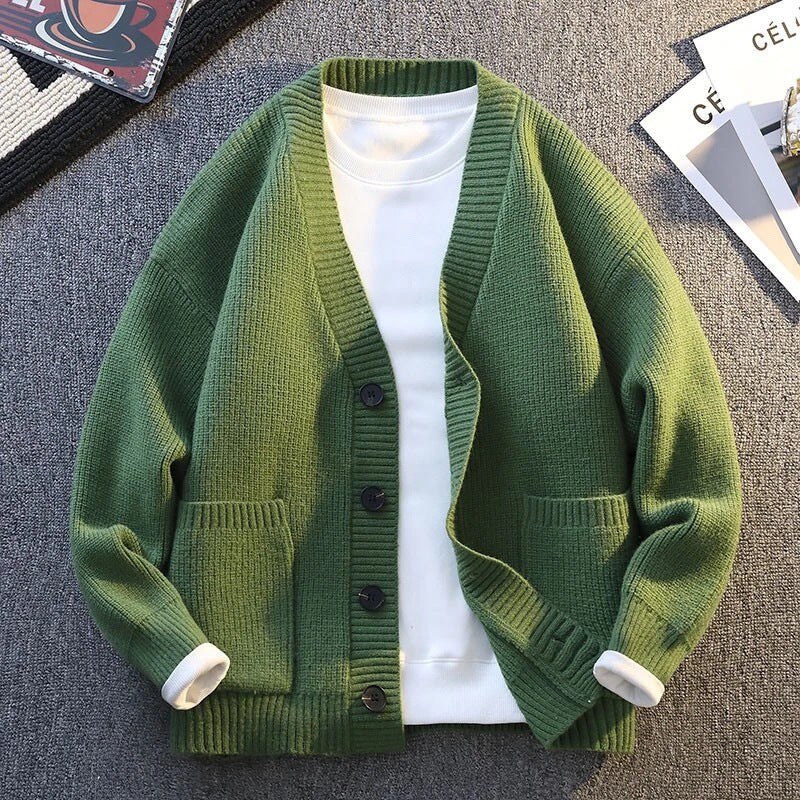 High-end V-neck Knitted Cardigan Coat Men