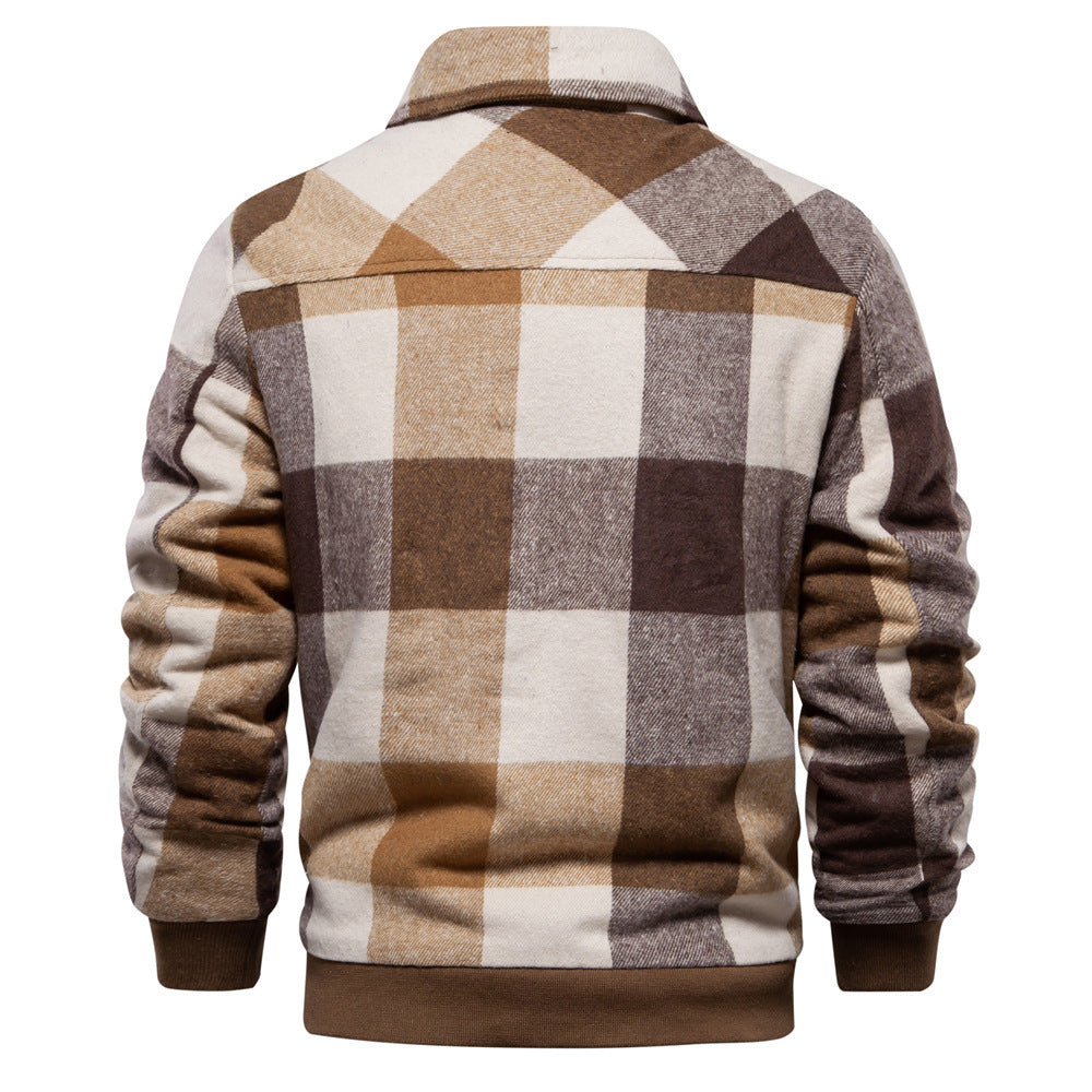 Autumn And Winter Men's Casual Plaid Coat