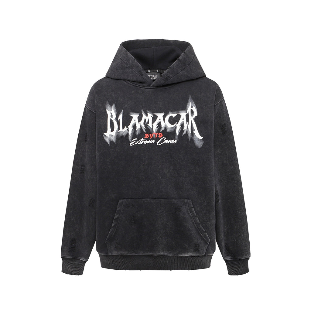 Retro Heavy Washed Hoodie Printed Hoodie