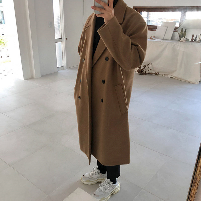 Men's Korean Version Loose Casual Long Woolen Coat