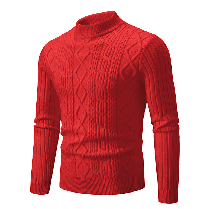 Men's Twisted Round Neck Pullover Leisure Sweater
