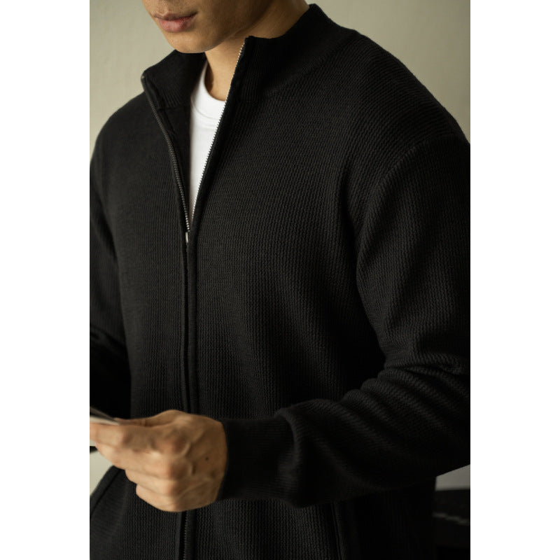 Men's Breathable Zipper Casual Stand Collar Sweater