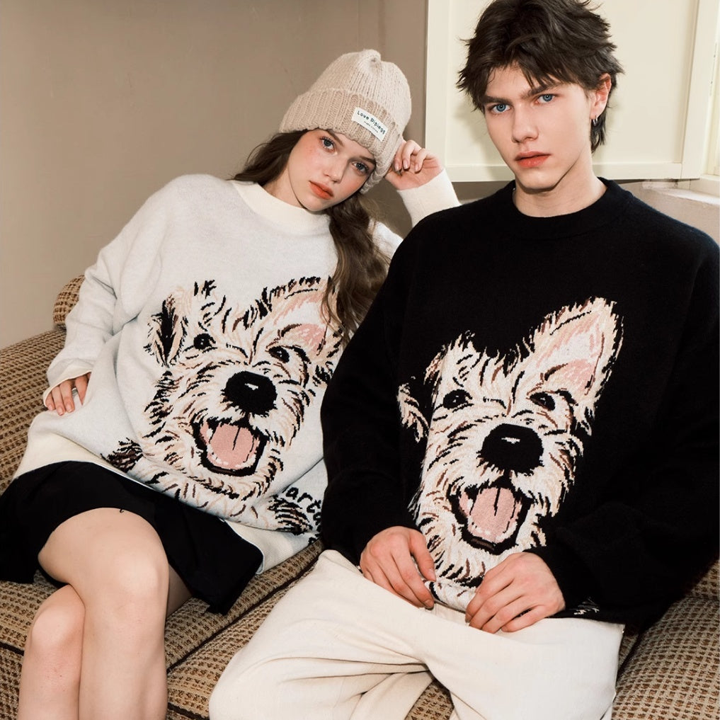 Puppy Sweater Couple Loose And Idle Knitwear sweater