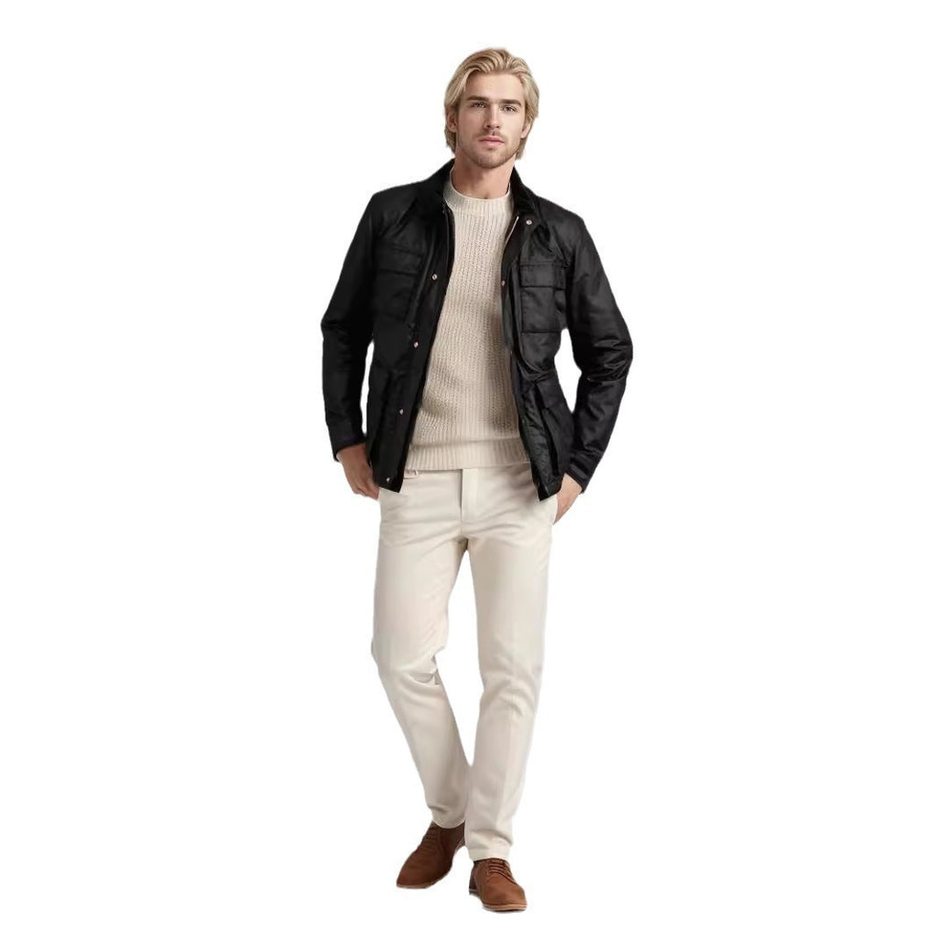 Solid Color Zipper Jacket Men