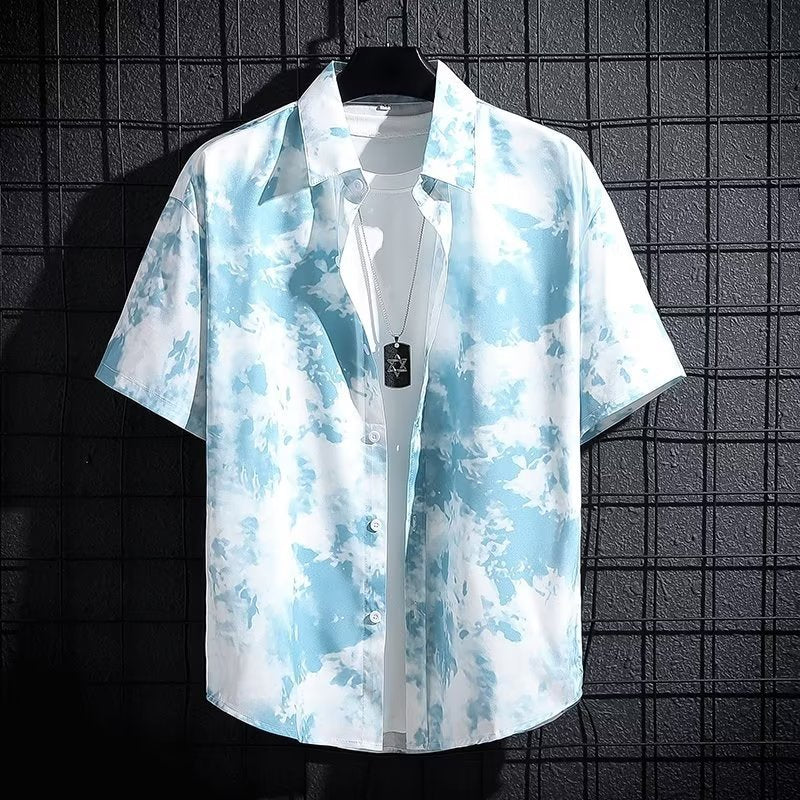 Men's Ice Silk Breathable Summer High-end Printed Shirt