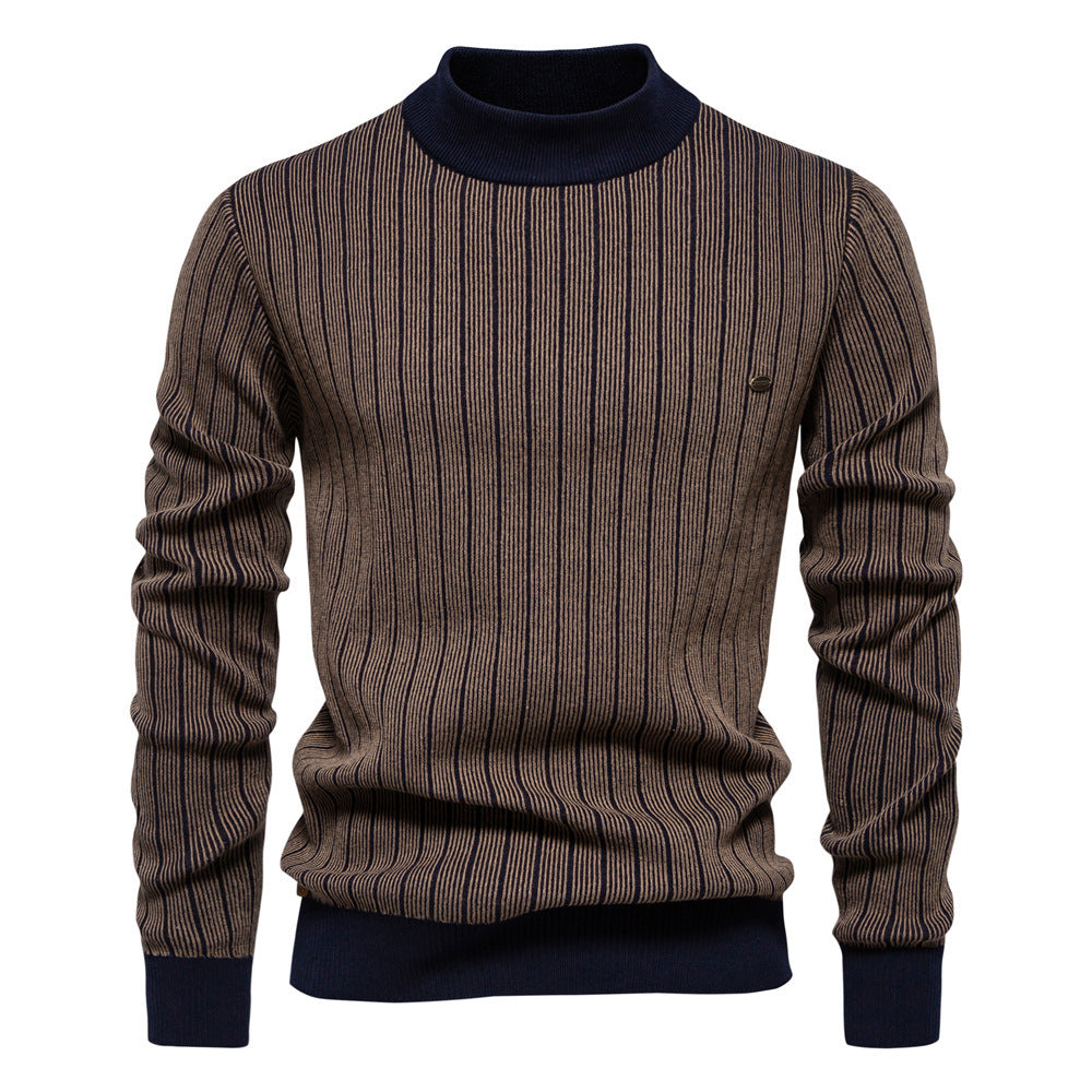 Half Turtleneck Slim Striped Men's Pullovers