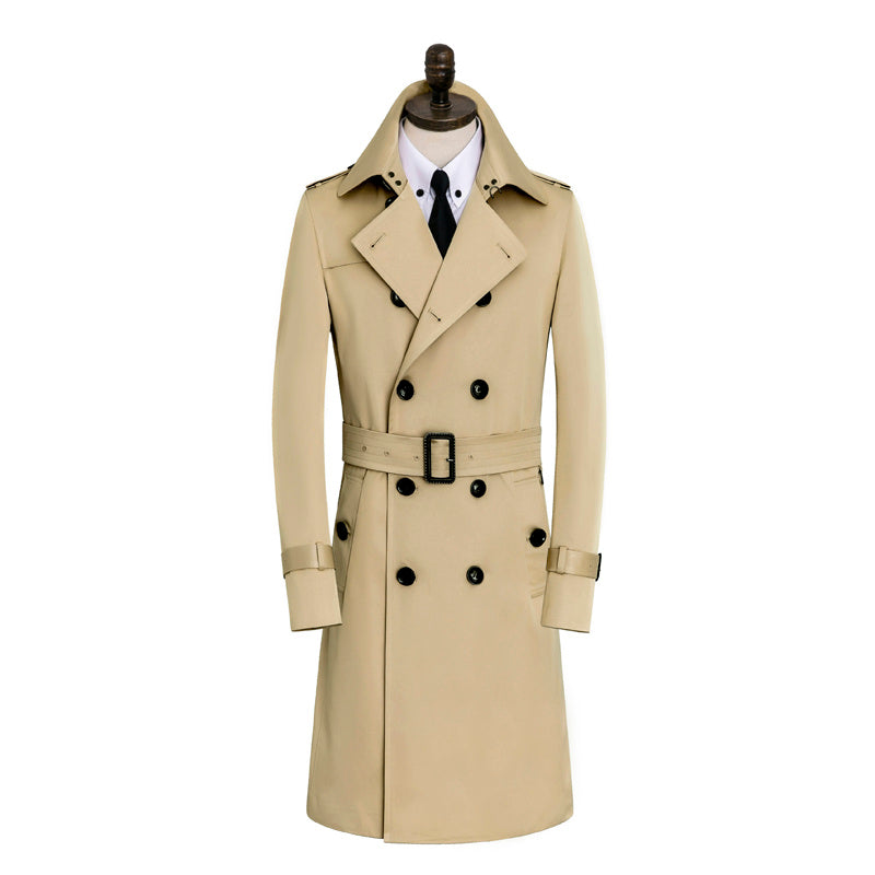 Men's Windbreaker Long Slim Coat Waterproof Leisure Medium Length coat