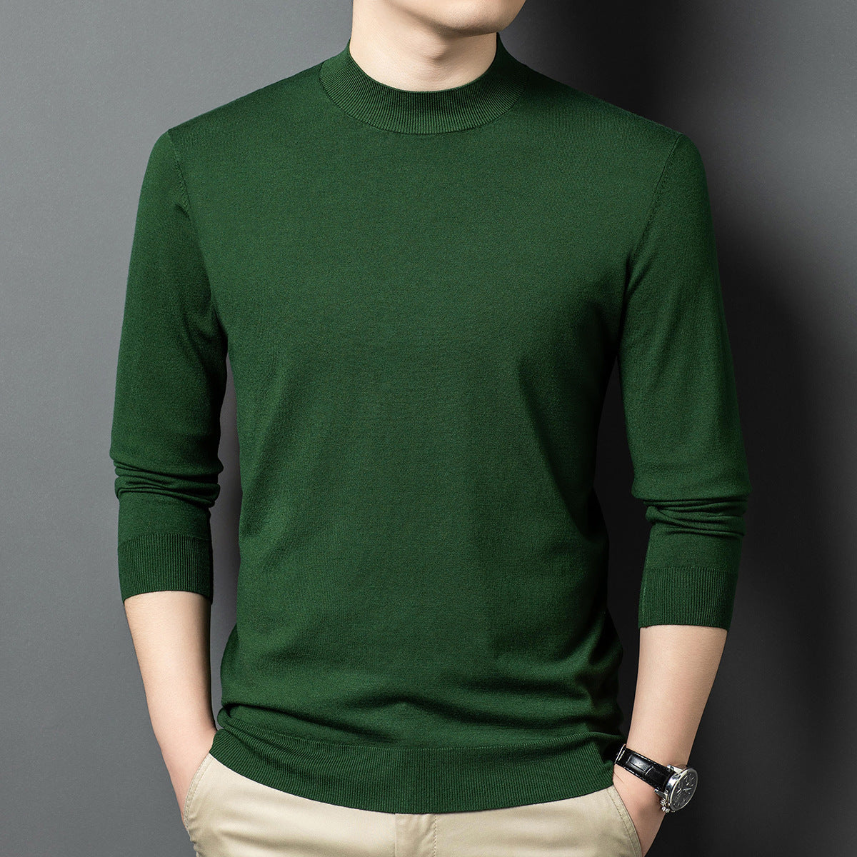 Round Neck Wool Men's Sweater