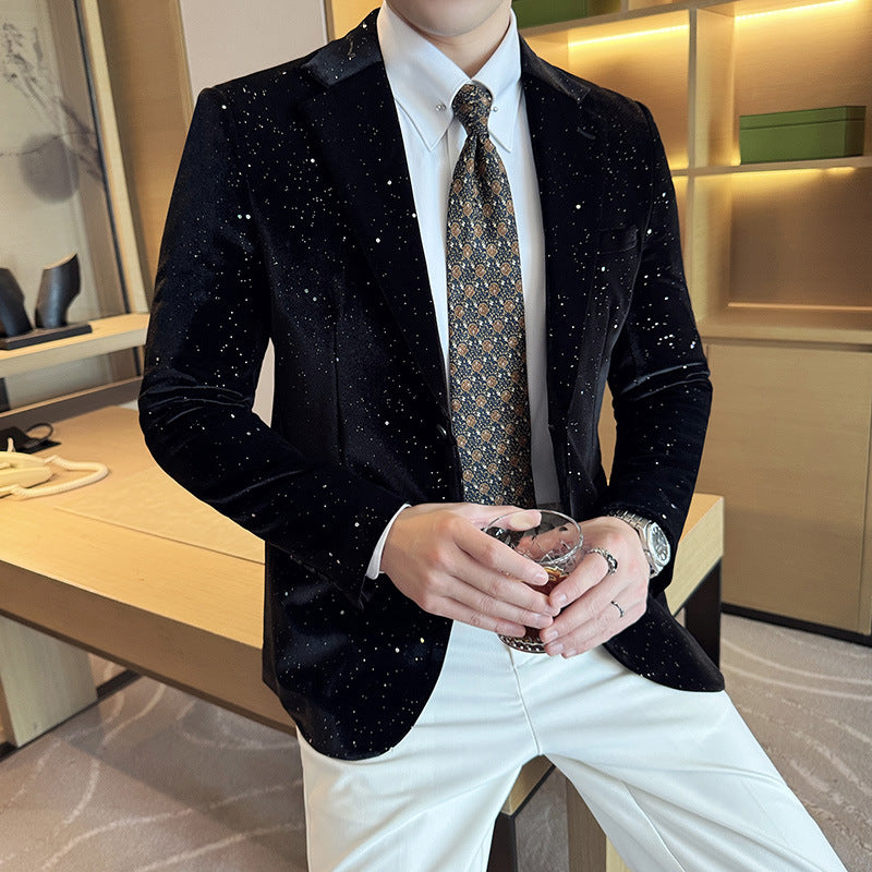 Men's Slim-fit Bronzing Stage Suit Jacket