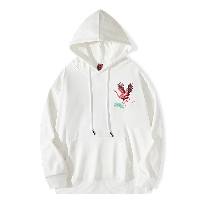 Autumn And Winter High Street Flamingo Embroidered Hoodie