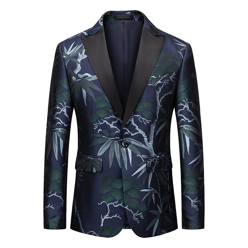 Men's Simple Printed Suit Jacket