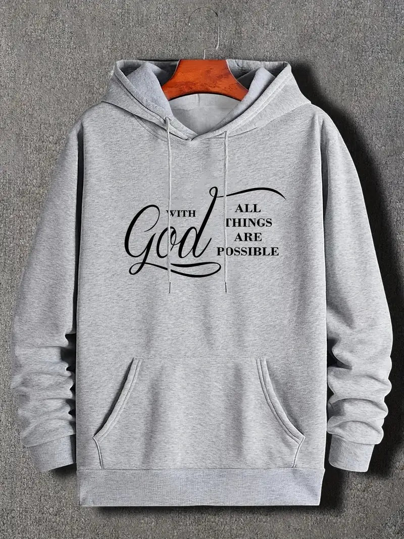 Text Printing Plus Velvet Fall winter Hoodie
