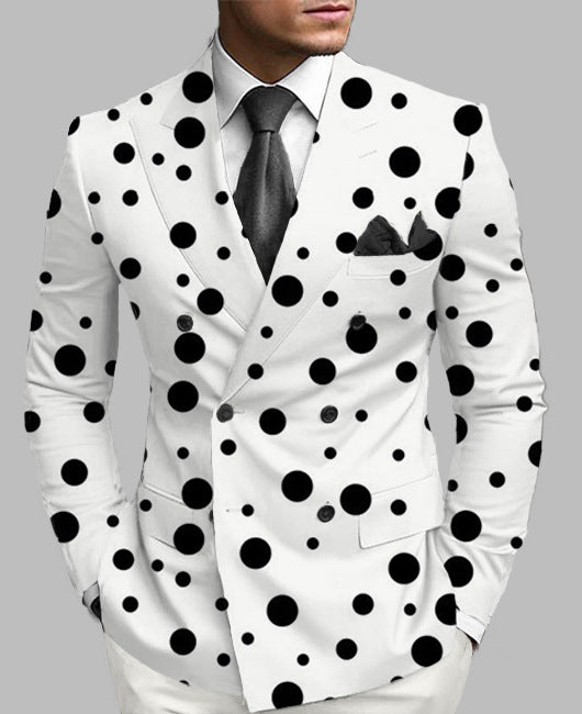 Men's Printed Posterior Median Split Suit Jacket