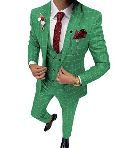 Men's Simple Versatile Lattice Suit Three-piece Suit