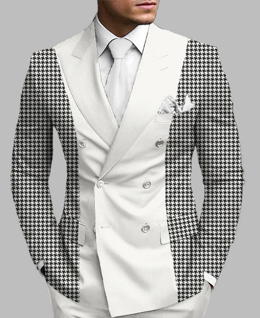 Men's Printed Posterior Median Split Suit Jacket