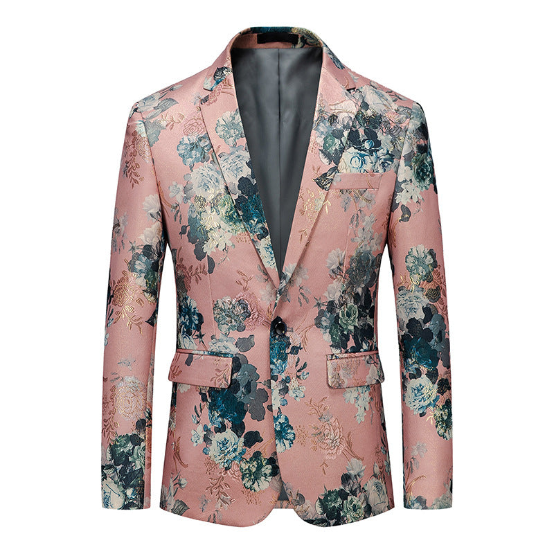 Men's Simple Printed Suit Jacket